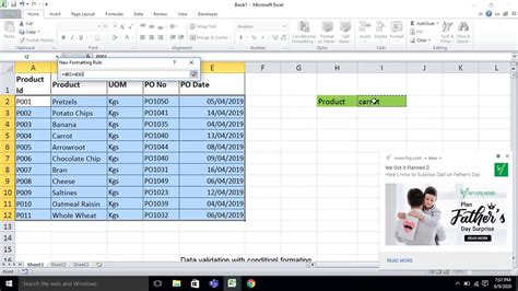 Data Validation With Conditional Formatting In Excel Youtube