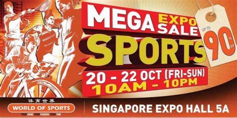 World Of Sports Singapore Mega Sale At Expo 90 Off Promotion 20 22 Oct