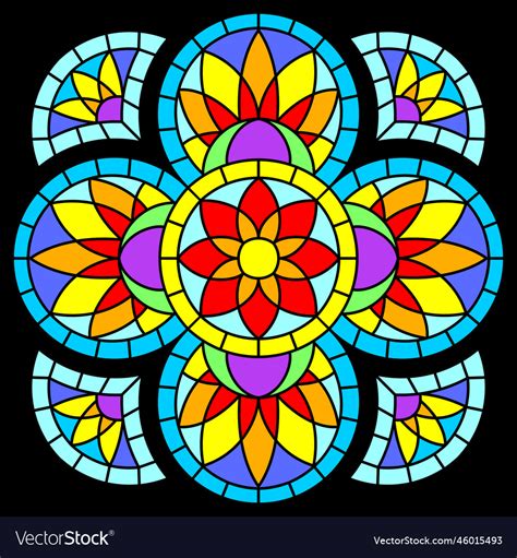 Stained Glass Window In Gothic Style Medieval Vector Image