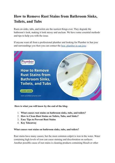 Ppt How To Remove Rust Stains From Bathroom Sinks Toilets And Tubs