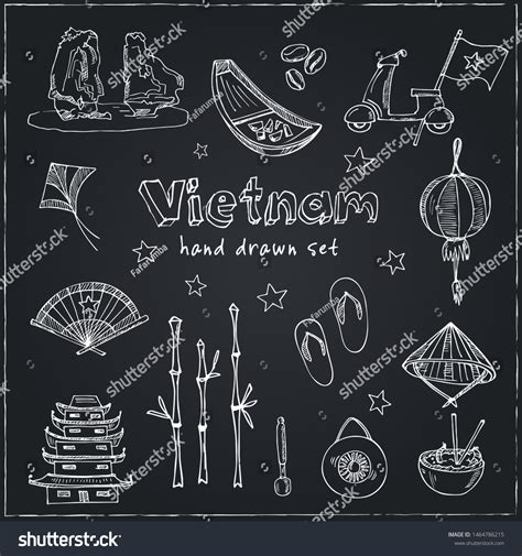 Vietnam Hand Drawn Doodle Set Vector Stock Vector Royalty Free