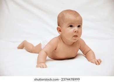 Baby Sitting Naked Wearing Only Diaper Stock Photo 2415528399 Shutterstock