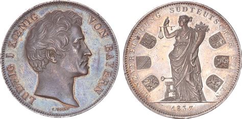 Bayern Doppeltaler 1837 Ludwig I 1825 1848 vz st mit hübscher Patina