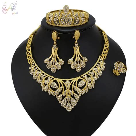 24k Gold Plated Fashion Jewelry Sets Of Imitation Wedding Bridal ...