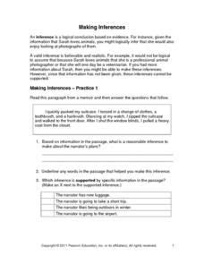 Making Inferences 4th 8th Grade Worksheet Making Inferences