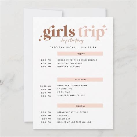 Girls Trip Cheaper Than Therapy Itinerary Invitati Invitation Zazzle