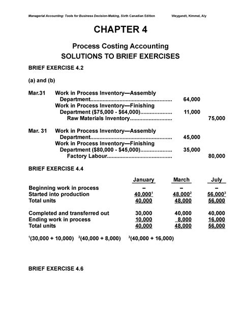 Ch 4 Practice Solutions Chapter 4 Process Costing Accounting