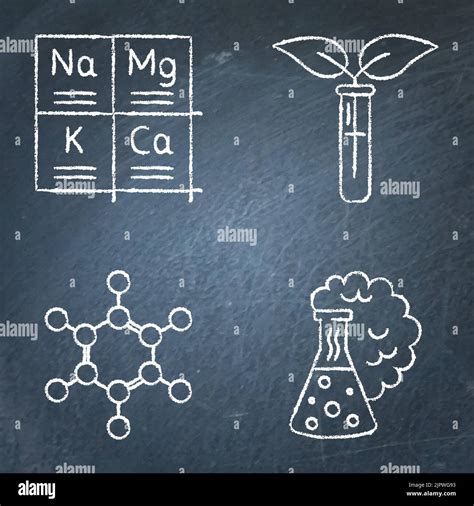 Chemie Wissenschaft Symbol auf Tafel gesetzt. Periodensystem der ...