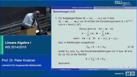 Lineare Algebra I Vorlesung Lineare Abbildungen Und Ihre