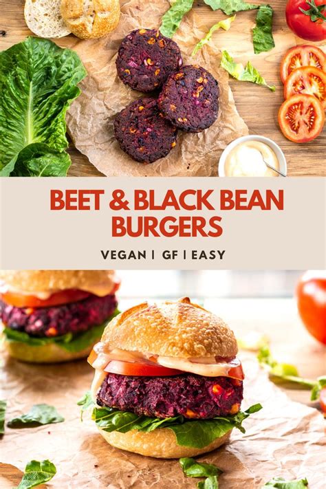 Easy Beet And Black Bean Burgers Vegan Recipe Beet Burger Recipe Vegan Recipes Healthy