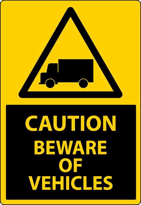 Caution Beware Of Vehicles Sign On White Background 14832916 Vector Art