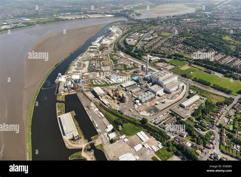 An Aerial View Showing Runcorn And Widnes Towns In Cheshire Uk Either