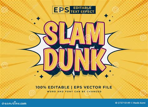 Editable Text Effect Slam Dunk Comic D Cartoon Style Premium Vector