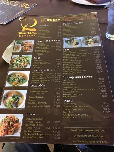 Carta Del Restaurante Rustica Cabanatuan Nueva Ecija Cabanatuan