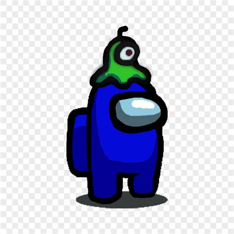 Hd Blue Among Us Character With Brain Slug Hat Png Citypng