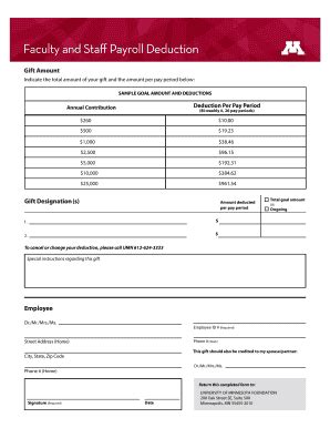 Fillable Online Give Umn Faculty And Staff Payroll Deduction Home