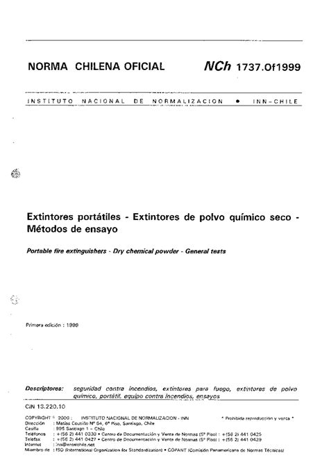 NCh 1737 Of1999 Norma De Extintores Prevencion De Riesgos Studocu