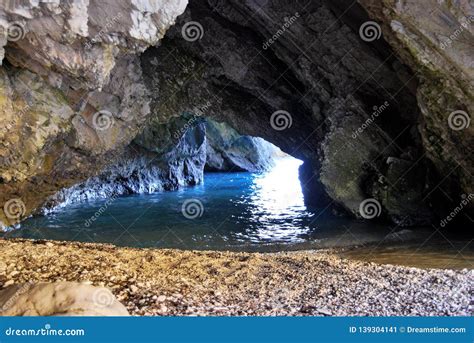 Large Cave On A Rocky Beach From Greece Stock Image Image Of Travel