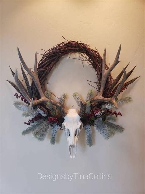 Antler Wreaths Deer Antler Wreath Christmas Wreath With Etsy Antler