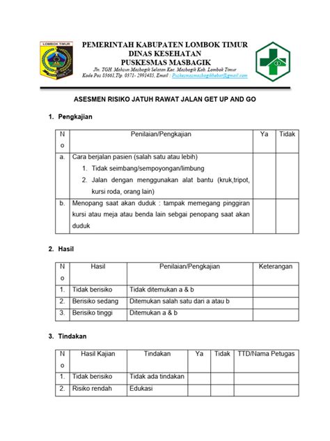 Form Asesmen Risiko Jatuh Rawat Jalan Get Up And Go Pdf