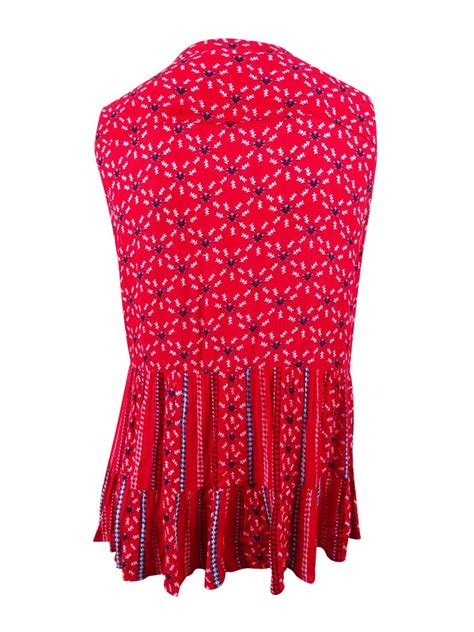 Style Co Women S Plus Size Printed Lace Up Peasant Top Ebay