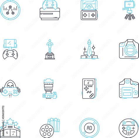 Film Production Linear Icons Set Cinematography Screenplay Editing