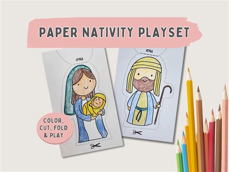 Printable Nativity Scene Paper Toy Diy Christmas Nativity Paper Model