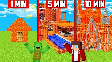 Jj And Mikey Lava House Build Challenge In Minecraft Maizen Mizen Mazien Mikey Noob Vs Pro