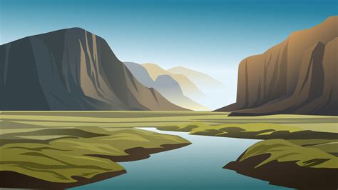 Vector illustration of beautiful canyon landscape with creek 26467696 ...