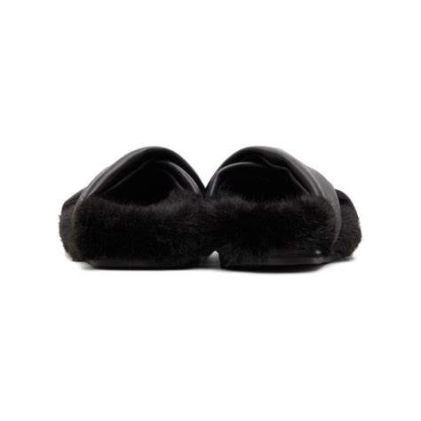 Simone Rocha Black Faux Fur Flat Sandals Simone Rocha