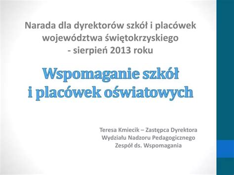 PPT Wspomaganie szkół i placówek oświatowych PowerPoint Presentation