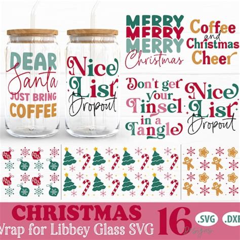 Christmas Libbey Can Glass Svg Bundle Christmas Svg Bundle Etsy