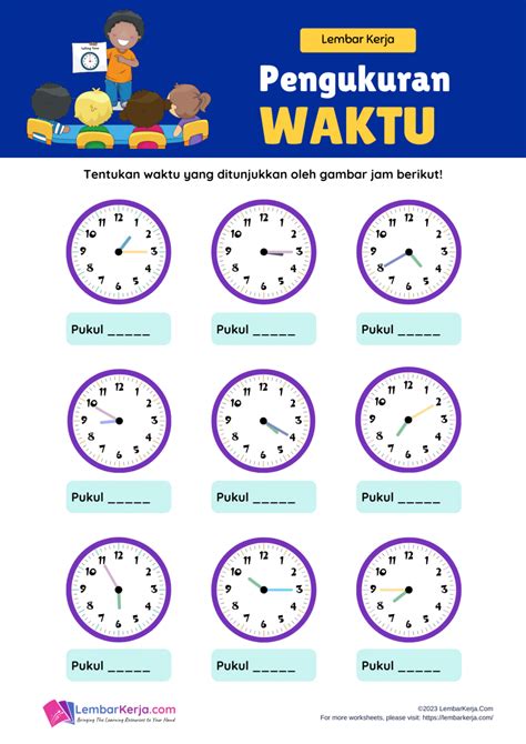Pengukuran Waktu: Membaca Jam (3) - LembarKerja.Com