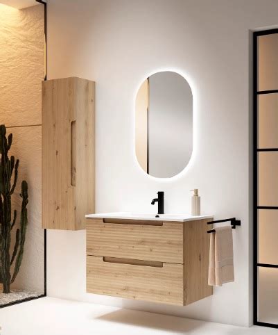 Conjunto mueble de baño suspendido 2 cajones Lavabo cerámico Flat Ada