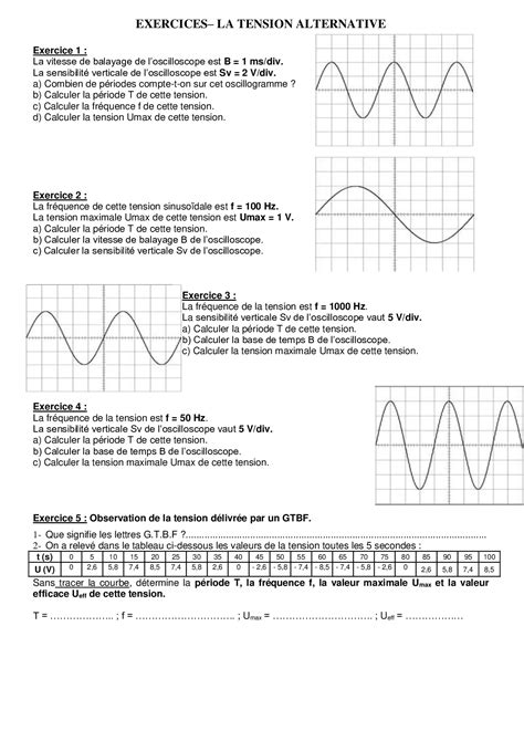 Exercice Courant Alternatif Sinusoidal Monophasé Pdf Cours Exercices