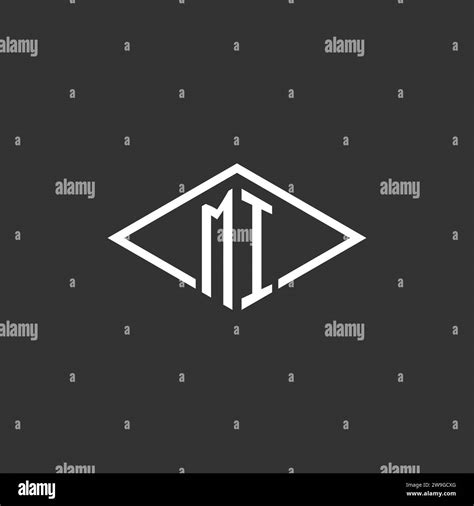 Initials Mi Logo Monogram With Simple Diamond Line Style Design Vector