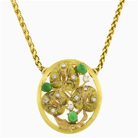 Collana In Oro Giallo Con Ciondolo Cazzaniga Con Diamanti Ct E