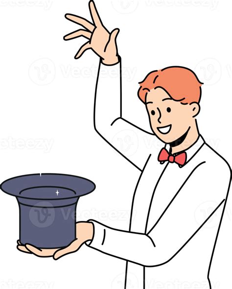 Smiling Magician With Hat Showing Trick 21476365 Png