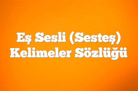 Eş Sesli Sesteş Kelimeler Sözlüğü Mesut Hayat Türkçe Dersi Kaynak