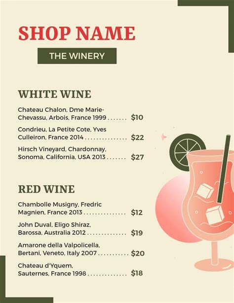 Wine Menu Design Ideas Examples And Samples