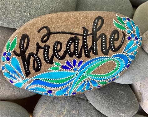 Breathe Painted Rocks Painted Stones Meditation Stones Word