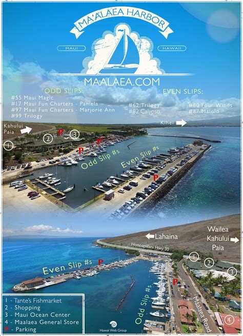 Maalaea Harbor Map - Slip #s, Parking, Restaurants, Directions