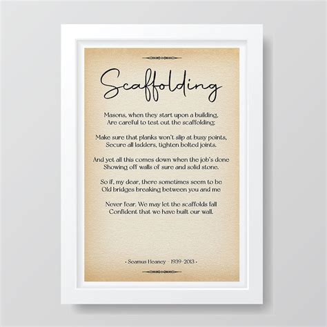 Scaffolding By Seamus Heaney Poem Print Love Poetry Poem Etsy Australia