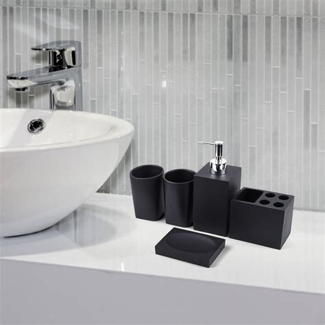 5 Pieces Bathroom Accessories Set Soap Dispenser Refillable Marble