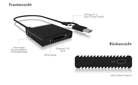 Icy Box Cfexpress Kartenleser Typ B Mit Usb Gbit S Leseger T