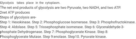 Q12 What Is Glycolysis Where Does It Takes Place Give Schematic Representation Of Glycolysis