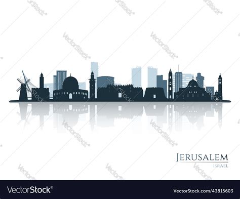 Jerusalem Skyline Silhouette With Reflection Vector Image