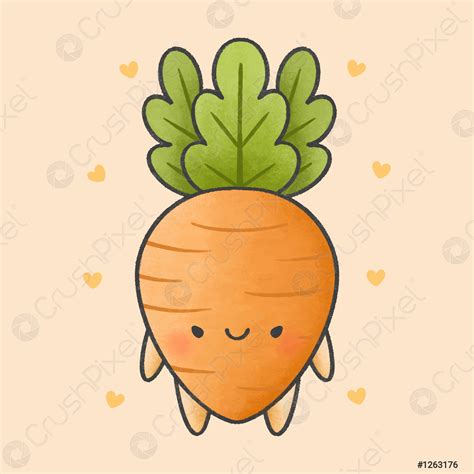 Cute carrot cartoon hand drawn style - stock vector 1263176 | Crushpixel