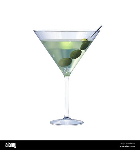 Martini Cocktail With Olives Isolated On White Background Stock Photo