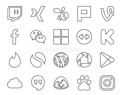 20 Social Media Icon Pack Including Apps Picasa Microsoft Cms Stock